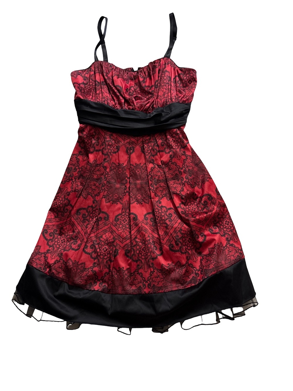 torrid Red and Black Lace-Overlay Party Dress